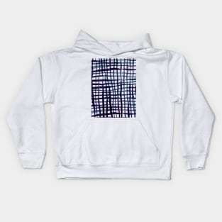 Watercolor doodle gingham - indigo Kids Hoodie